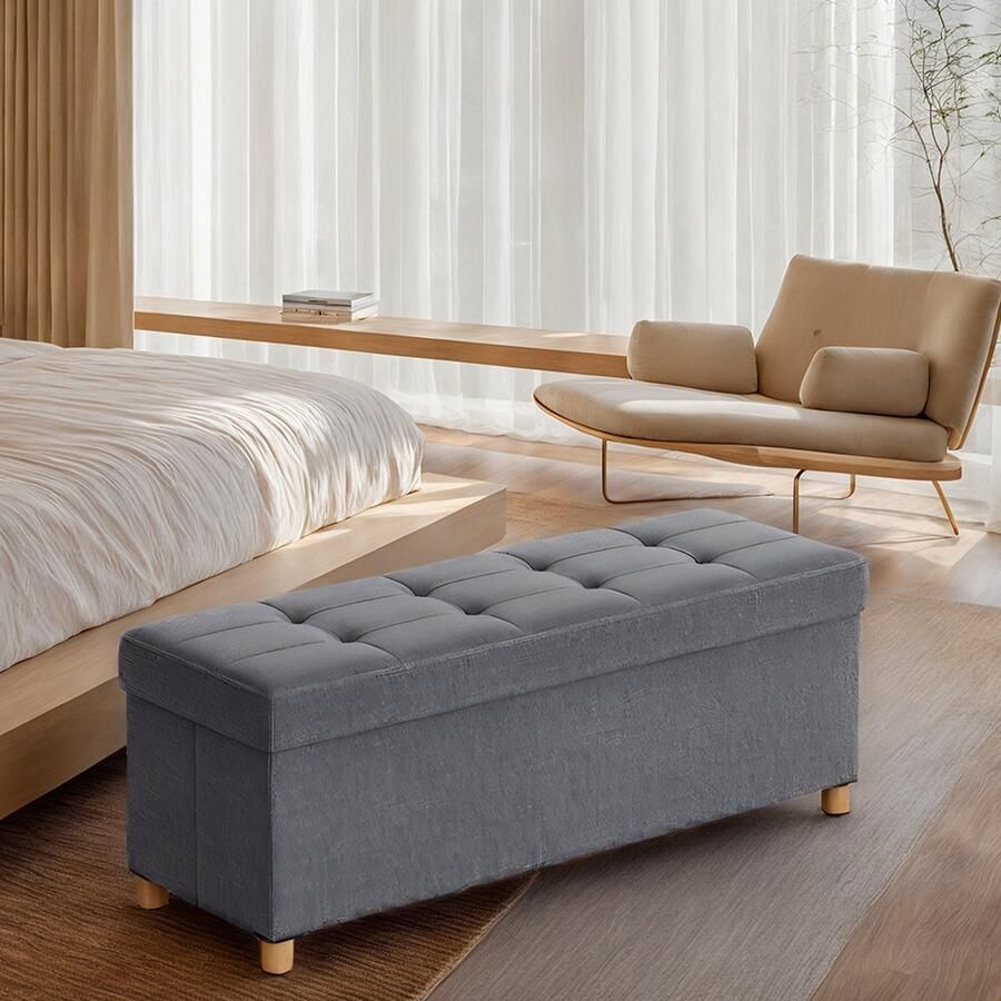 Songmics Kruk – Opklapbare Bank – Met Opbergruimte – Met Poten – Elegant en Functioneel