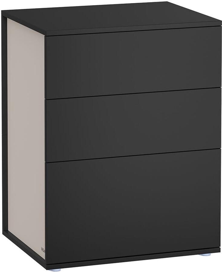 Songmics Nachtkastje – 3 Lades – Inktzwart-Cappuccino Beige – Modern Contrast