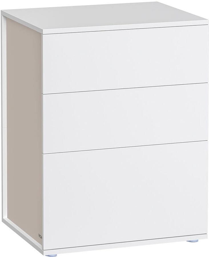 Songmics Nachtkastje – 3 Lades – Mat Wit-Cappuccino Beige – Klassiek Design