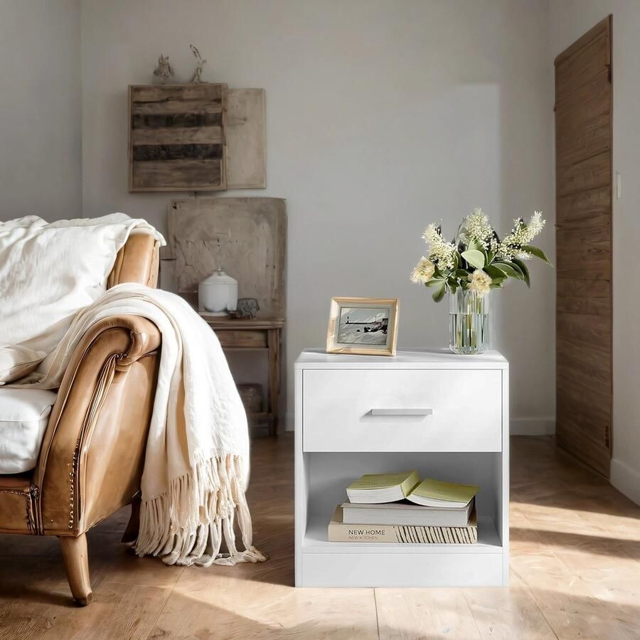 Songmics Nachtkastje – Bijzettafel – Met Lade – Klassiek Ontwerp