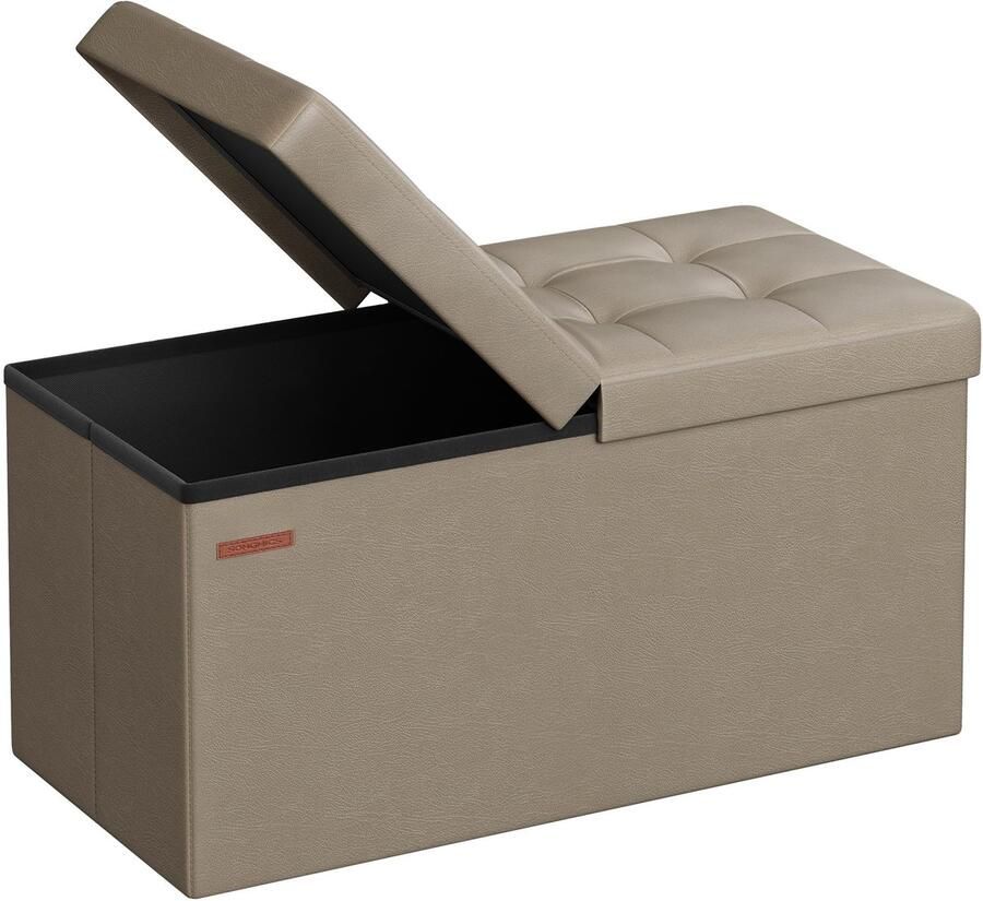 Songmics Opbergbank kunstleer 76 cm koffiebruin