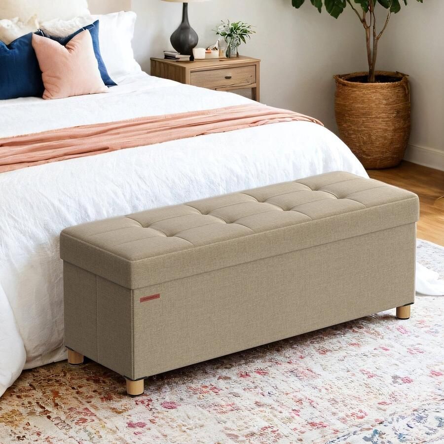 Songmics Opbergbank Opklapbare Bank Met Opbergruimte en Poten – Modern en Praktisch Bruin