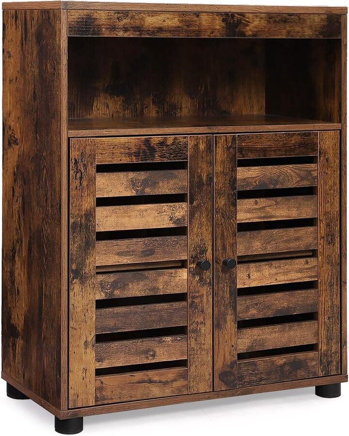 Songmics Opbergkast – Met Lamellendeuren – Stijlvolle Opberger Voor Woonkamer of Hal