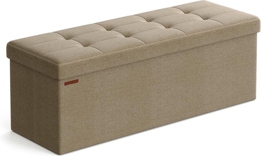 Songmics Opbergkast opvouwbare voetenbank 38 x 110 x 38 cm voetenbank voor woonkamer slaapkamer entree kameelbruin