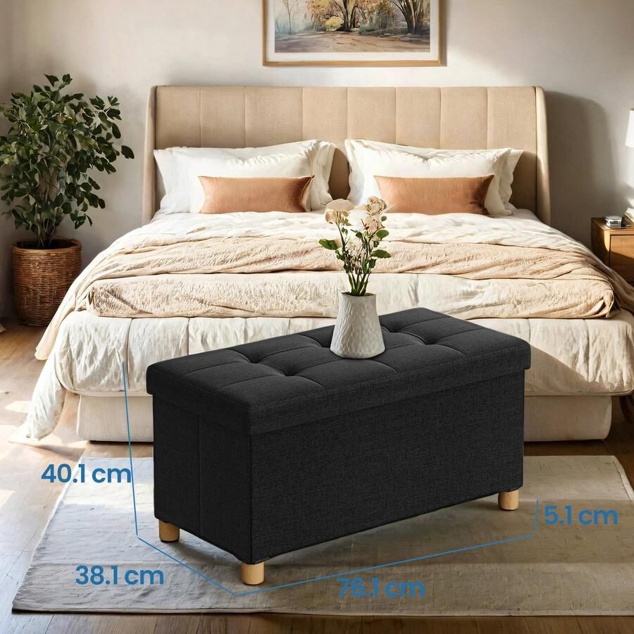 Songmics Kruk met Opbergruimte Opklapbare Bank met Poten – Slim Ontwerp