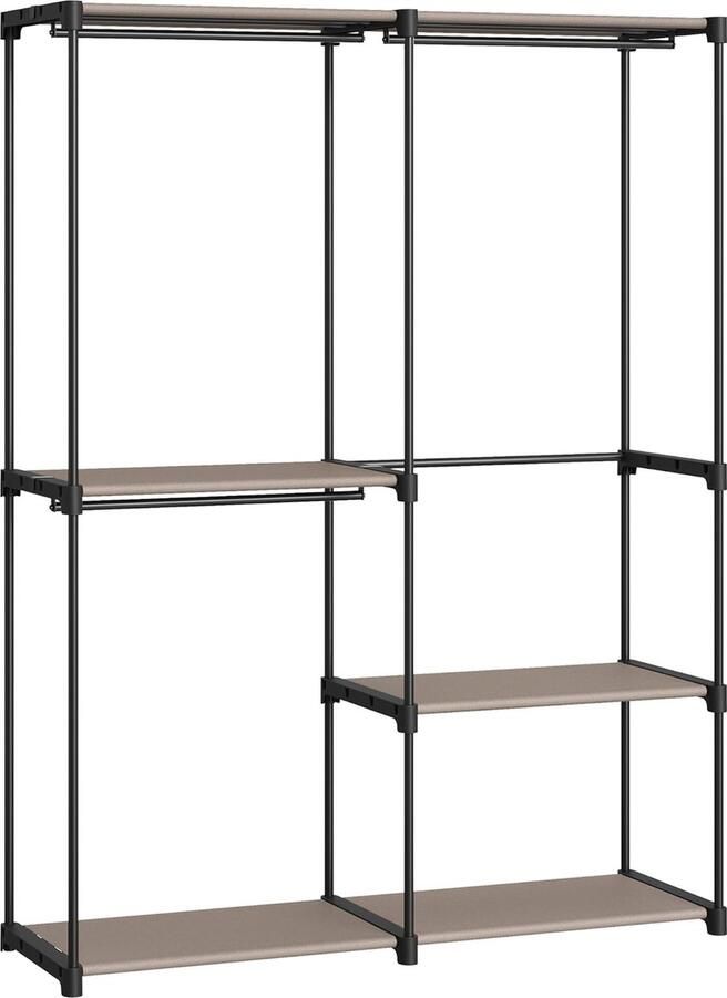 Songmics open kledingkast kledingrek kledingroede kledingkast 43 x 138 x 182 cm 3 hangvakken veel ruimte voor slaapkamer woonkamer 138 x 43 x 182 cm taupe