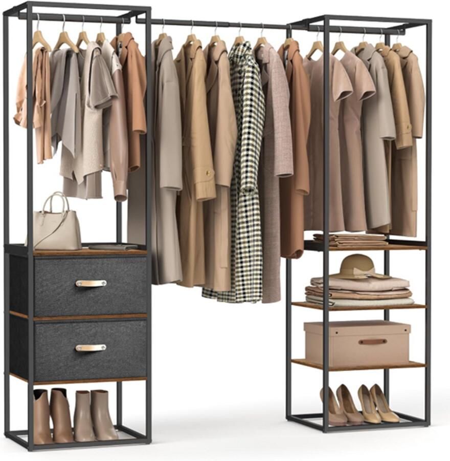 Songmics Open Kledingskast XL Opbergkast Garderobekast Voor slaapkamer woonkamer 180x180x40