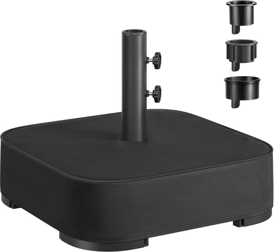 ‎SONGMICS Parasolstandaard met zand vulbare parapluhouder voor 1 5-3 m Parasol met 3 Verminderende Ringen Parasolbasis Zwart