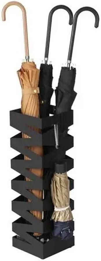 Songmics RoyaLuxe Paraplubak Paraplu's Paraplubakken Paraplu Houder Paraplu Paraplubak Zwart Metaal Kapstok Garderobe