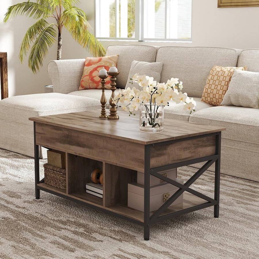 Songmics Salontafel – In Hoogte Verstelbaar – Met Tafelblad – Flexibele Hoogte