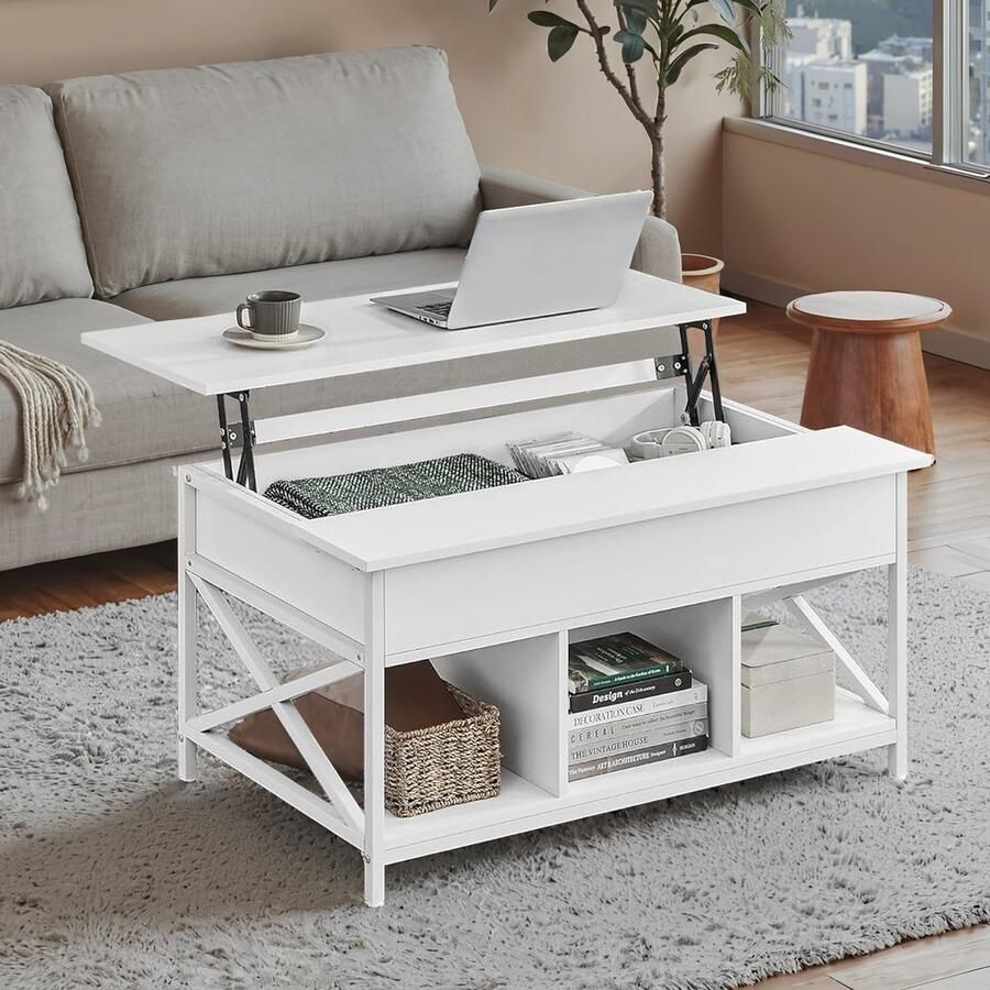 Songmics Salontafel – In Hoogte Verstelbaar – Met Tafelblad – Functioneel Design