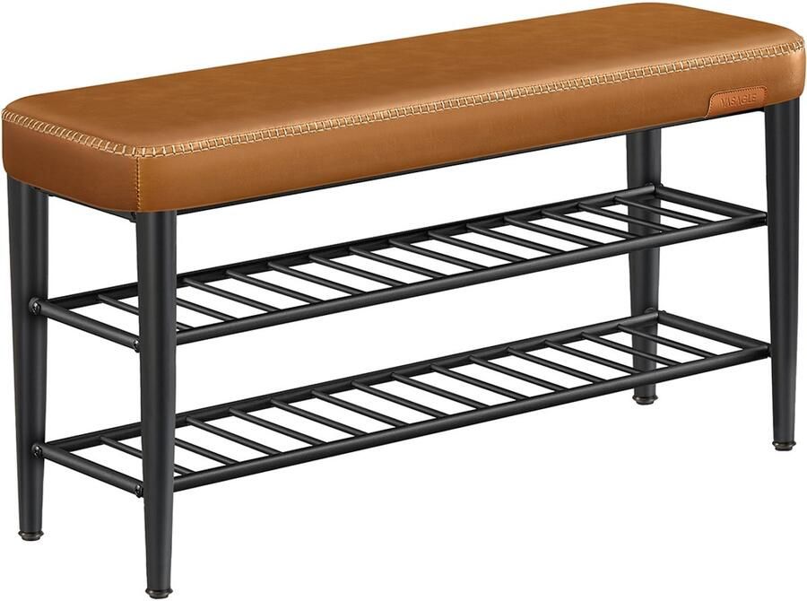 Songmics Schoenenbank – EKHO Collectie – Met Naden – 30 x 100 x 50 cm – Karamelbruin