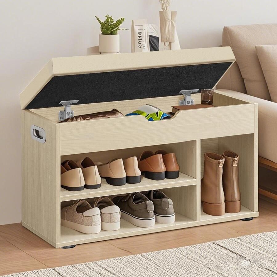 Songmics Schoenenbank – Met Opbergruimte – Gestoffeerd – Comfortabele Zitplek