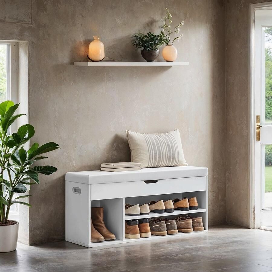 Songmics Schoenenbank – Met Opbergruimte – Gestoffeerd – Sfeervol Design