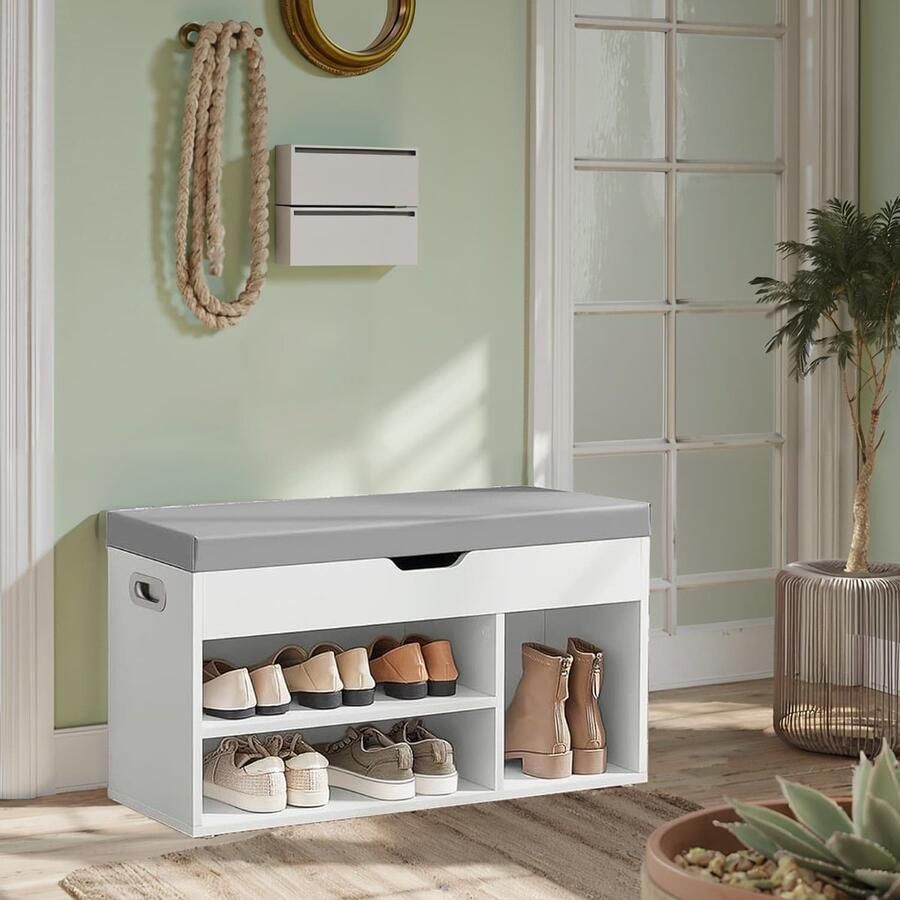 Songmics Schoenenbank Met Opbergruimte Goed Gevoerd 3 Open Vakken – Comfort En Functionaliteit