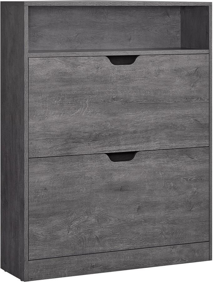 Songmics Schoenenkast – 2 Kleppen – Open Vak – Mistgrijs – Compacte Kast