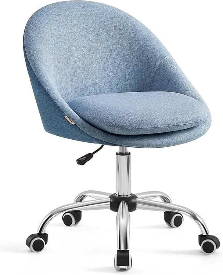 Songmics Thuiskantoorstoel Draaibare bureaustoel Schuimvulling In hoogte verstelbaar Studeerkamer Blauw