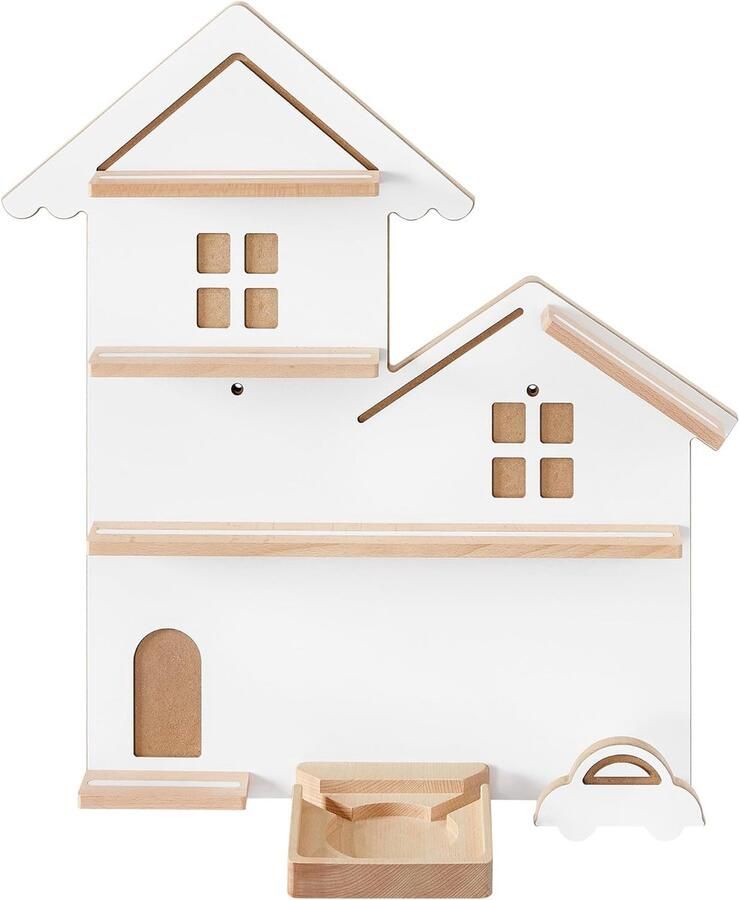 Songmics Toniebox rek wandrek voor 35 figuren kinderrek eenvoudige montage kinderkamer woonkamer wolkenwit