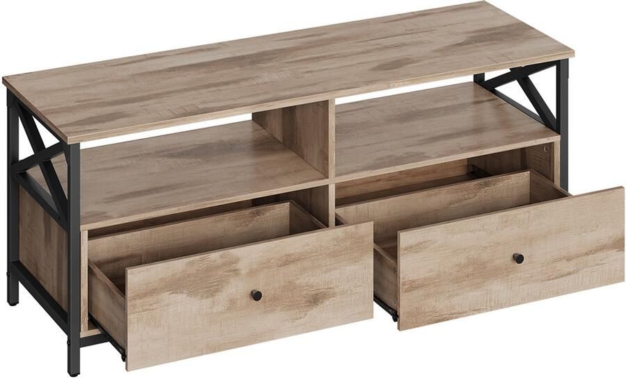 Songmics TV-Meubel – 120 cm Lang – Met 2 Lades en 2 Open Vakken – Moderne TV-Kast