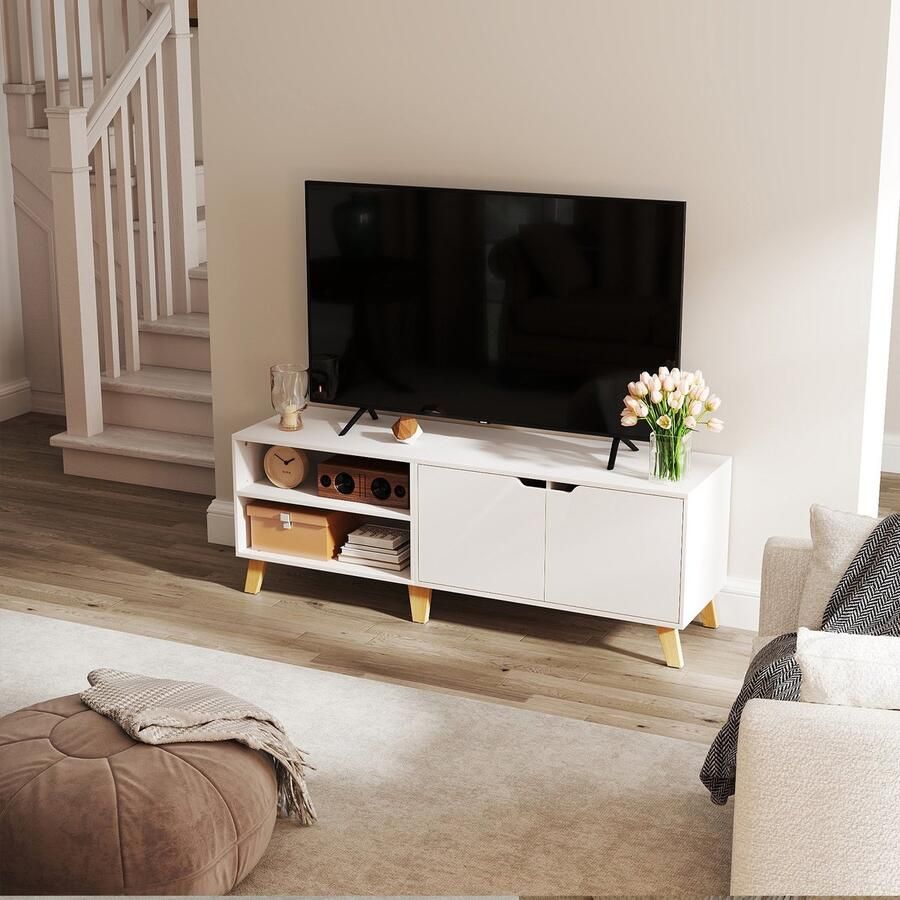 Songmics TV-Meubel – 140 cm Lang – Met 2 Deuren – Praktische Opbergruimte