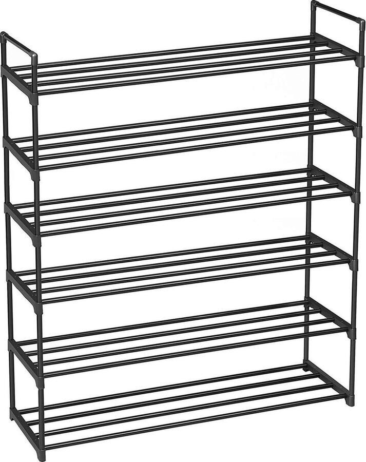 Songmics Vasagle Metalen Schoenenrek met 6 lagen Zwart 92 x 30 x 113 cm