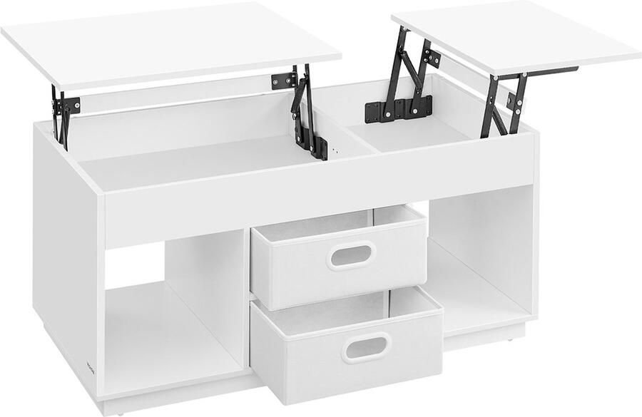 ‎SONGMICS VASAGLE salontafel in hoogte verstelbare salontafel 2 lades en verborgen compartimenten salontafel open compartimenten voor woonkamer thuiskantoor sneeuwwit LCT210W01