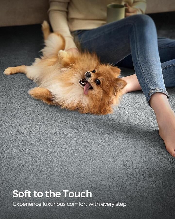 ‎SONGMICS Vloerkleed 200 x 290 cm – Anti-slip Tapijt voor Woonkamer en Slaapkamer – Machine wasbaar – Modern Design – Duifgrijs – TAR014G01