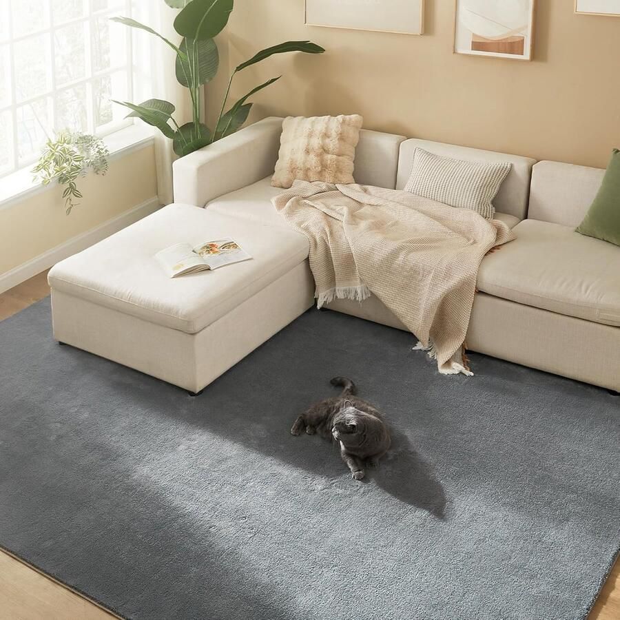 ‎SONGMICS Vloerkleed 200 x 290 cm – Anti-slip Tapijt voor Woonkamer en Slaapkamer – Machine wasbaar – Modern Design – Duifgrijs – TAR014G01