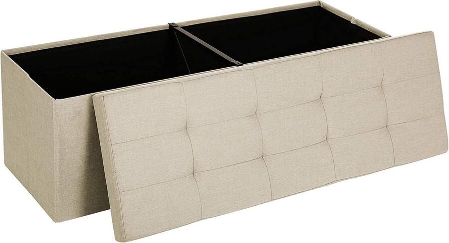 Songmics XL Hocker met Opbergruimte 110 x 38 x 38 cm Beige
