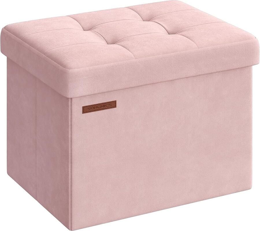 ‎SONGMICS Zitzak kleine opvouwbare zitzak 31 x 41 cm opbergdoos tot 130 kg belastbaar voor woonkamer slaapkamer slaapzaal pastelroze