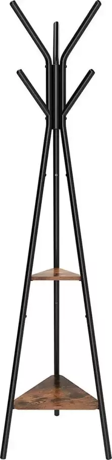 Songmics Staande kapstok standaard met 2 Houten Legplanken Garderobe Kapstok - Foto 2