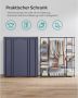 Songmics Kledingkast stoffen kast met bekleding van vliesstof vouwkast met kledingstang 45 x 150 x 175 cm 12 planken metalen frame kast voor de slaapkamer marineblauw - Thumbnail 2