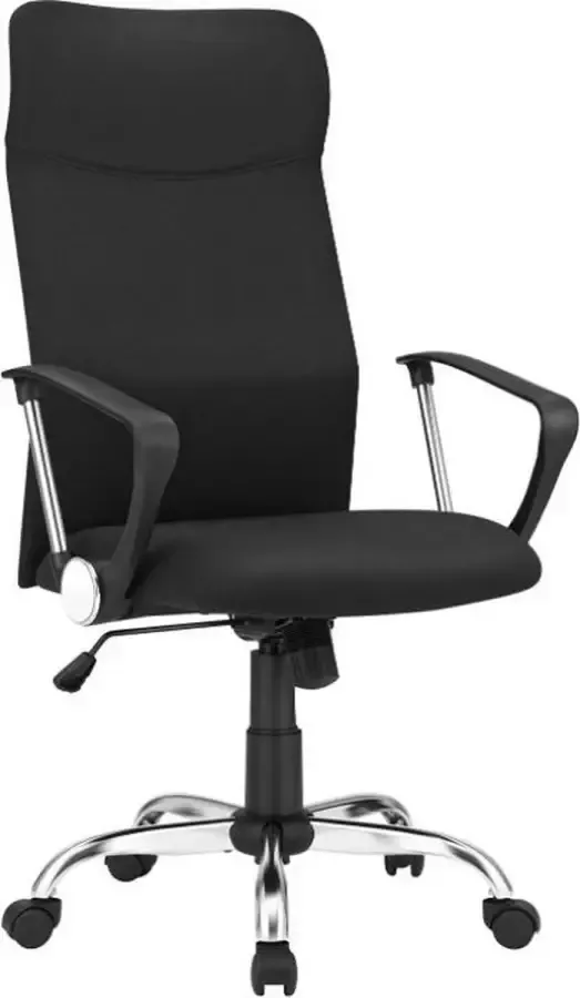 Songmics Topquality bureaustoel ergonomische bureaustoel draaistoel gestoffeerde zitting stoffen bekleding in hoogte verstelbaar en kantelbaar tot 120 kg draagvermogen zwart OBN034B01
