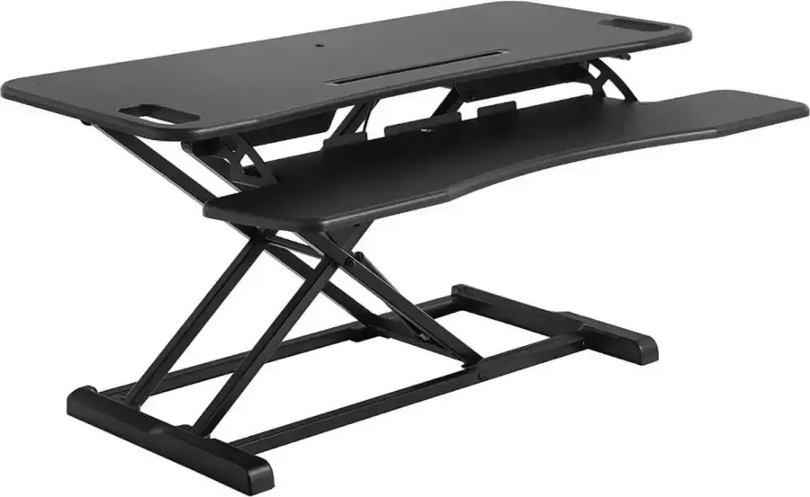 Songmics Topquality In hoogte verstelbaar zit-sta-bureau ergonomisch bureau voor computer laptop met afneembaar toetsenbordblad groot tafelblad 95 x 40 cm zwart LSD06BK