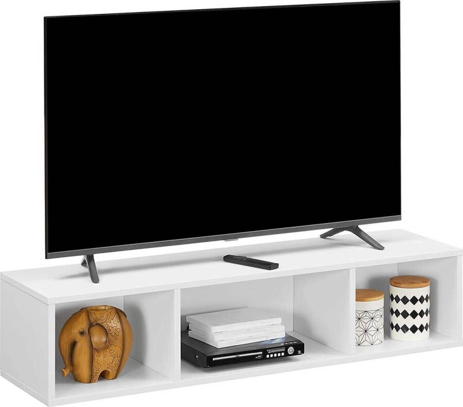 Songmics TV-meubel aan de wand hangende TV-plank wandkast wandplank met 3 vakken zwevend wandmontage ruimtebesparend wit LTV104W01
