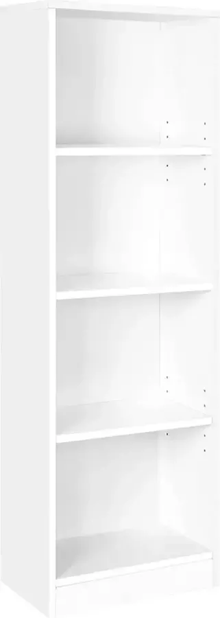 ZAZA Home VASAGLE Boekenkast staand met 4 vakken in hoogte verstelbare planken voor woonkamer studeerkamer kinderkamer kantoor als ruimteverdeler 40 x 24 x 121 5 cm wit LBC104W