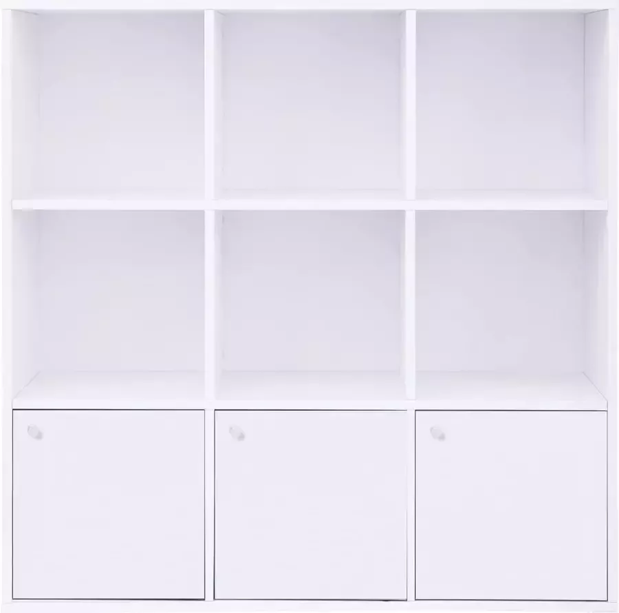 ZAZA Home VASAGLE LBC33WT Boekenkast plank met deuren dvd-plank opbergrek staand rek voor woonkamer slaapkamer kinderkamer kantoor wit