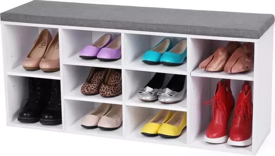 Songmics VASAGLE Schoenenbank – Voor 8 Paar Schoenen – Gang Bank – Met Zitkussen - Foto 2