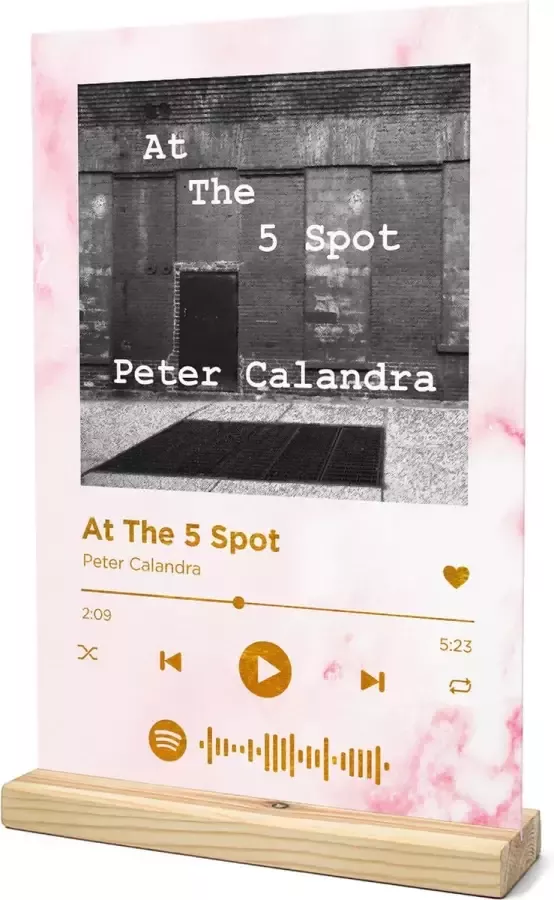 Songr Spotify Muziek Bordje At The 5 Spot Peter Calandra 20x30 Roze Dibond Aluminium Plaat Cadeau Tip voor Man en Vrouw