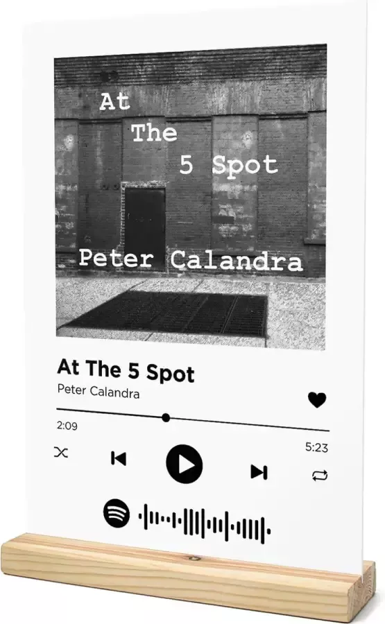 Songr Spotify Muziek Bordje At The 5 Spot Peter Calandra 20x30 Wit Dibond Aluminium Plaat Cadeau Tip voor Man en Vrouw