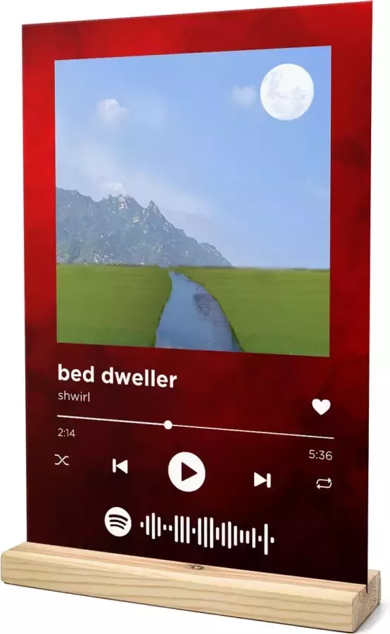 Songr Spotify Muziek Bordje bed dweller shwirl 20x30 Rood Dibond Aluminium Plaat Cadeau Tip voor Man en Vrouw