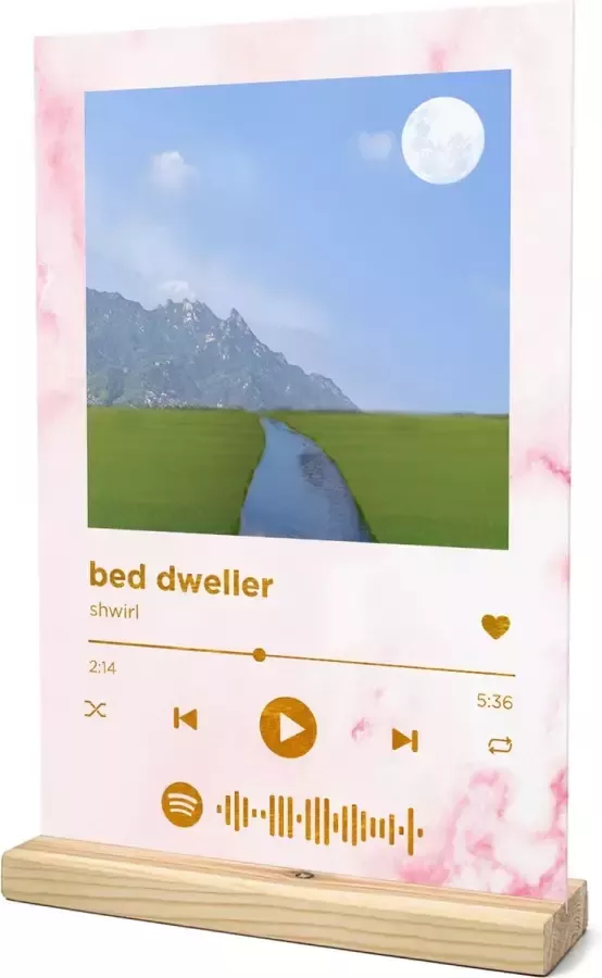 Songr Spotify Muziek Bordje bed dweller shwirl 20x30 Roze Dibond Aluminium Plaat Cadeau Tip voor Man en Vrouw
