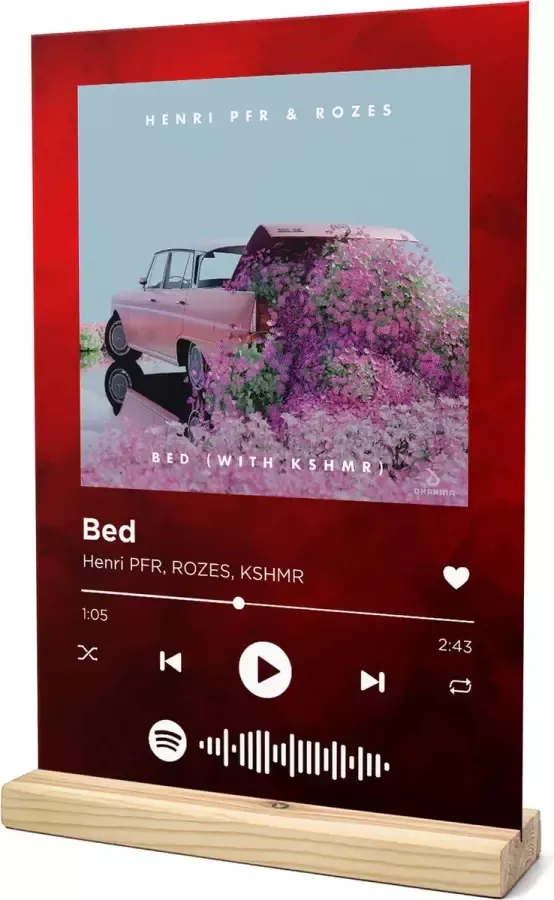 Songr Spotify Muziek Bordje Bed Henri PFR ROZES KSHMR 20x30 Rood Dibond Aluminium Plaat Cadeau Tip voor Man en Vrouw