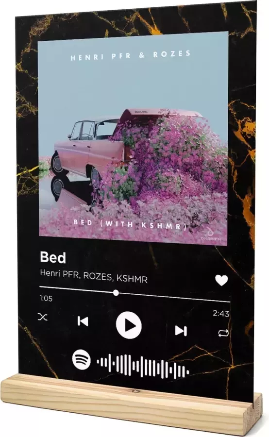 Songr Spotify Muziek Bordje Bed Henri PFR ROZES KSHMR 20x30 Zwart Goud Dibond Aluminium Plaat Cadeau Tip voor Man en Vrouw