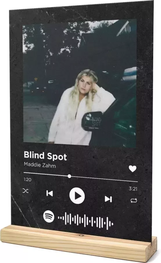 Songr Spotify Muziek Bordje Blind Spot Maddie Zahm 20x30 Zwart Dibond Aluminium Plaat Cadeau Tip voor Man en Vrouw