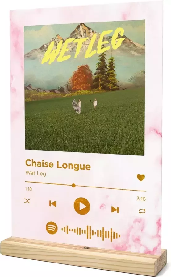 Songr Spotify Muziek Bordje Chaise Longue Wet Leg 20x30 Roze Dibond Aluminium Plaat Cadeau Tip voor Man en Vrouw