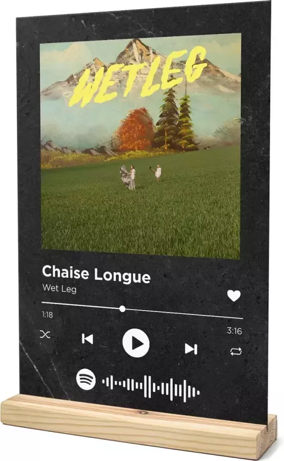 Songr Spotify Muziek Bordje Chaise Longue Wet Leg 20x30 Zwart Dibond Aluminium Plaat Cadeau Tip voor Man en Vrouw