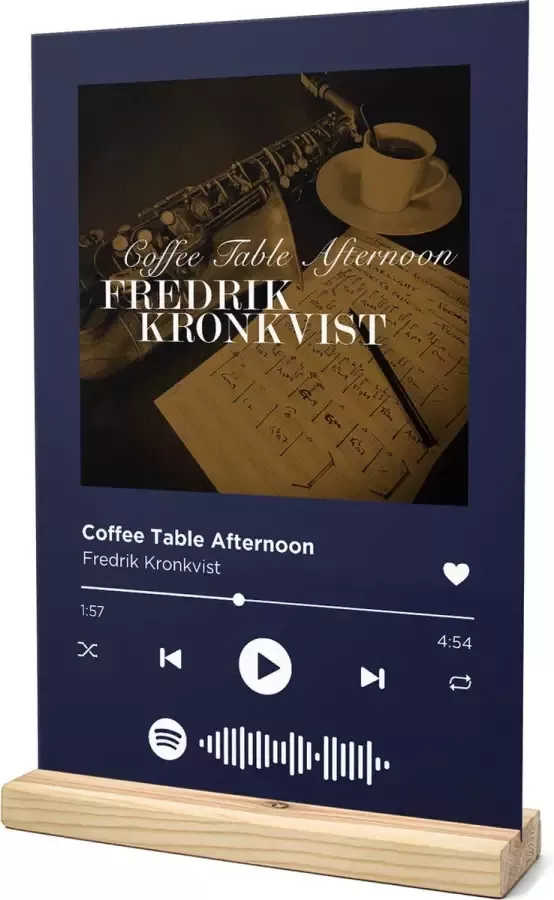 Songr Spotify Muziek Bordje Coffee Table Afternoon Fredrik Kronkvist 20x30 Blauw Dibond Aluminium Plaat Cadeau Tip voor Man en Vrouw