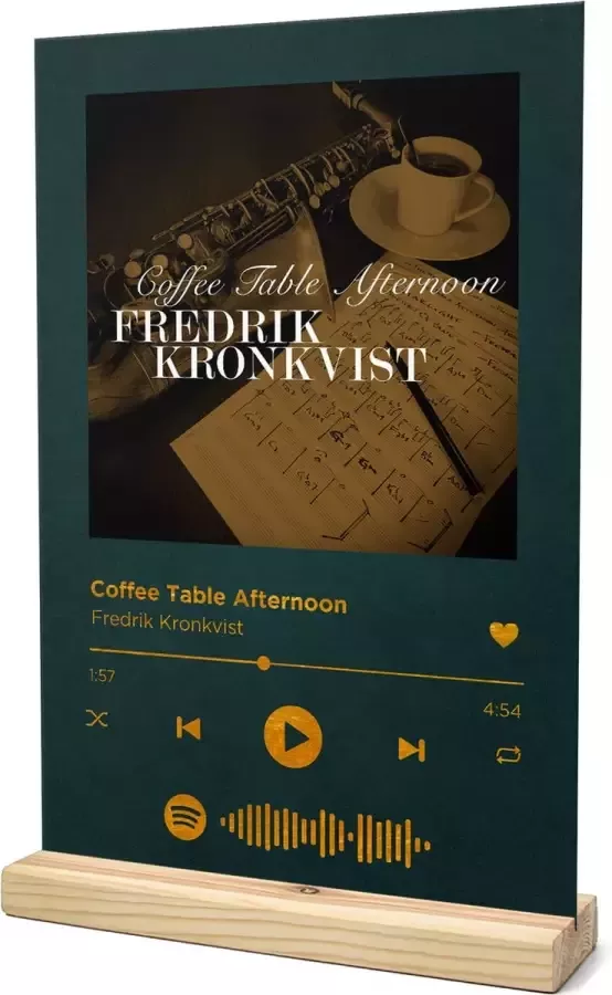 Songr Spotify Muziek Bordje Coffee Table Afternoon Fredrik Kronkvist 20x30 Groen Dibond Aluminium Plaat Cadeau Tip voor Man en Vrouw