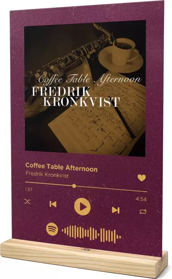 Songr Spotify Muziek Bordje Coffee Table Afternoon Fredrik Kronkvist 20x30 Rood Dibond Aluminium Plaat Cadeau Tip voor Man en Vrouw